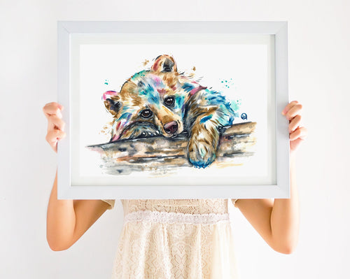 Bear Cub Watercolor Painting - 