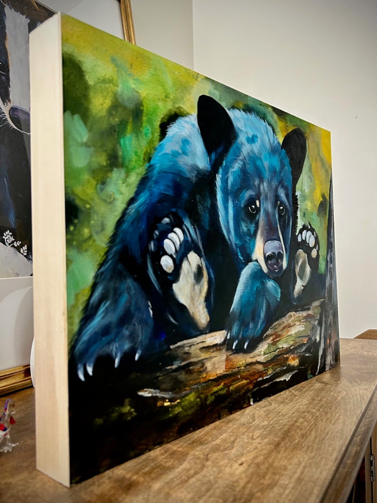 12” x 16” Original Painting of a Black Bear "Taking It Easy"