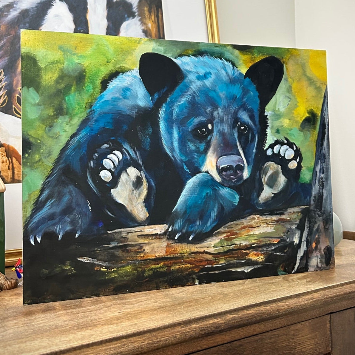 12” x 16” Original Painting of a Black Bear "Taking It Easy"