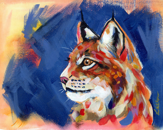 8"x 10" Acrylic Study -  Painting of a lynxx on canvas paper