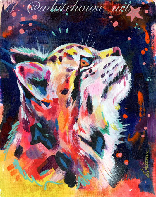 8"x 10" Acrylic Study -  Painting of a lynxx on canvas paper