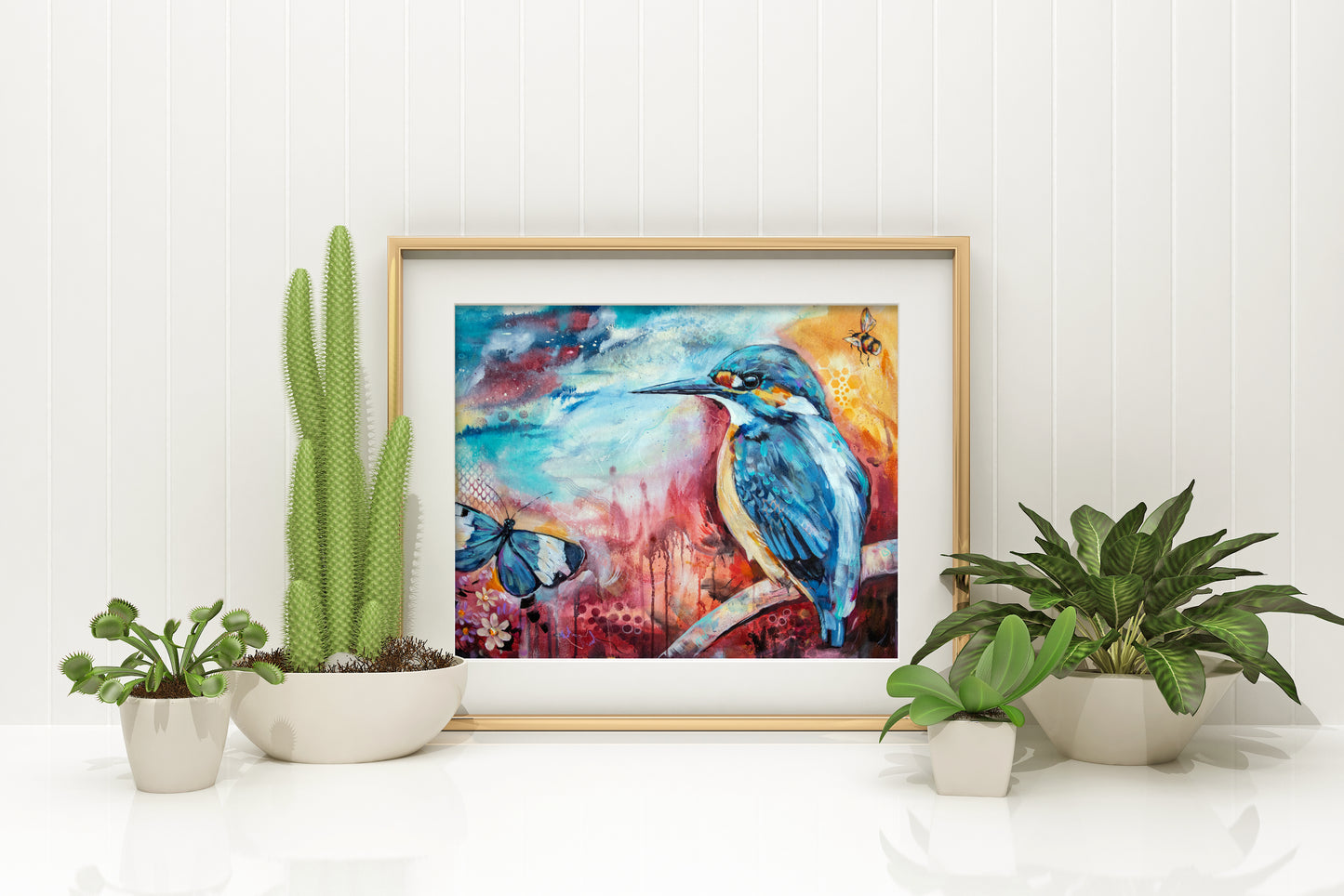 Kingfisher Painting - Art Print of Original Painting by Lisa Whitehouse titled "A Break In The Clouds"