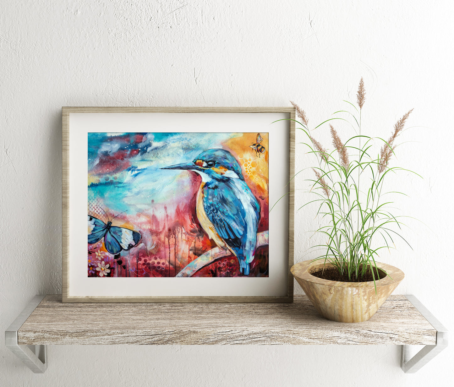 Kingfisher Painting - Art Print of Original Painting by Lisa Whitehouse titled "A Break In The Clouds"