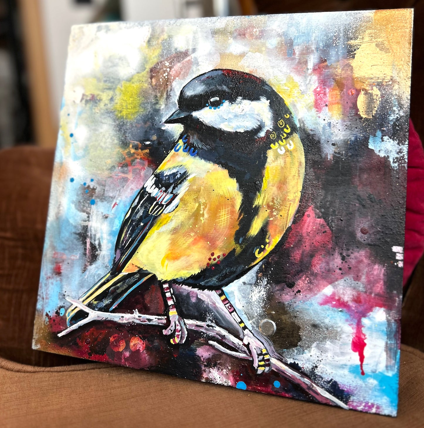 Original 12"x12" Painting of a bird