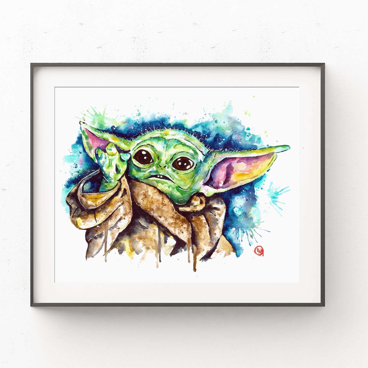 Original Baby Yoda Watercolor Painting