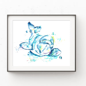 Baby Beluga Art Print in a black frame