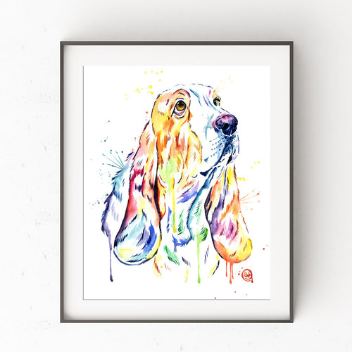 Basset Hound Colorful Pet Portrait Painting