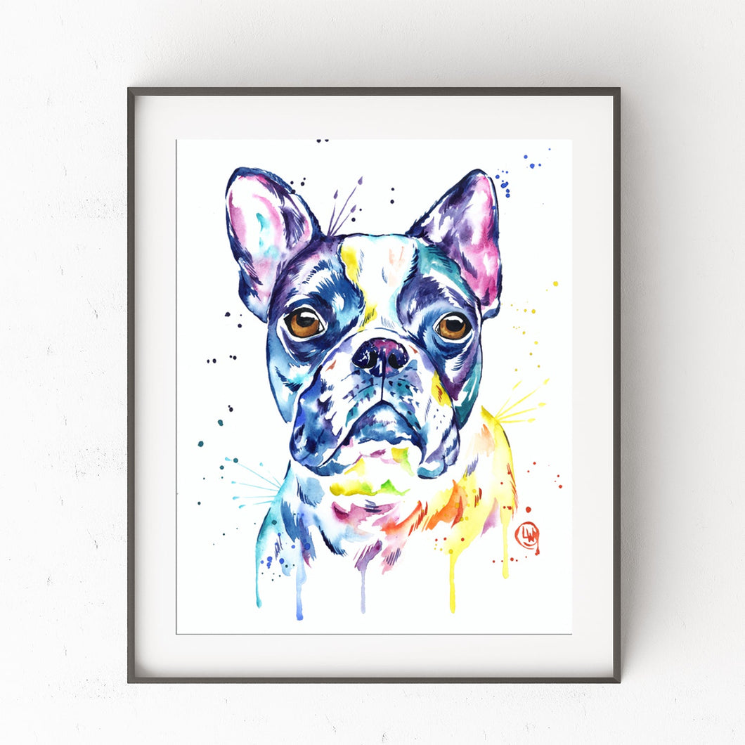 Boston Terrier Colorful Pet Portrait Painting