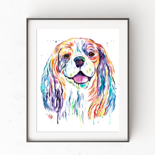Cavalier King Charles Spaniel Watercolor Dog Painting