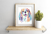 Cavalier King Charles Spaniel Watercolor Dog Painting in a frame
