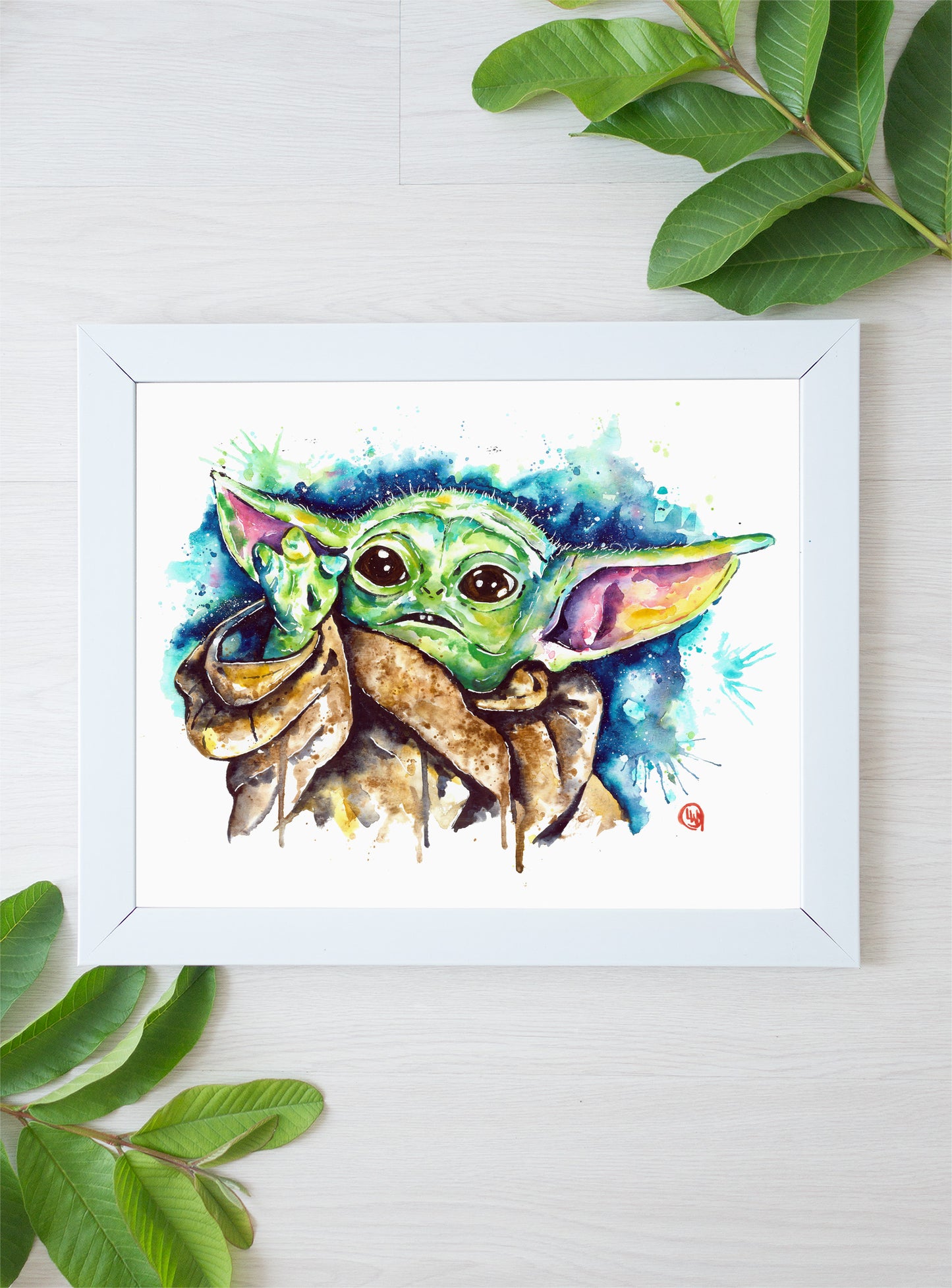 Original Baby Yoda Watercolor Painting