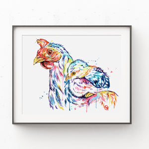 Chicken "Safe at Home" Painting Art Print