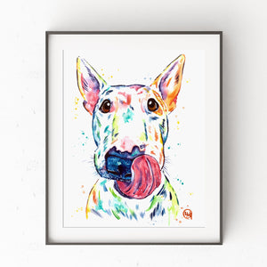 Bull Terrier Watercolor Painting