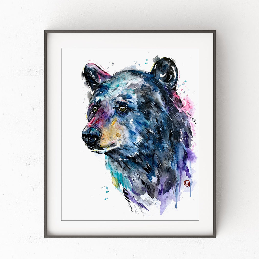 Black Bear Watercolor Painting  by Lisa Whitehouse