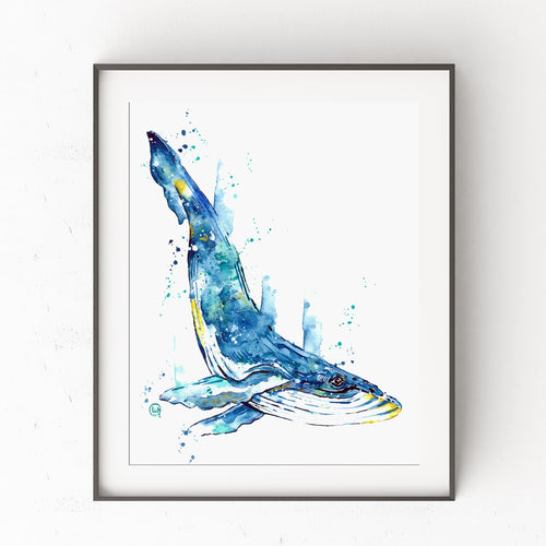 Humpback Whale Watercolor Painting