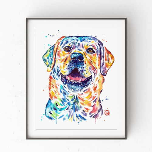 Happy Lab Print by Whitehouse Art | titled 