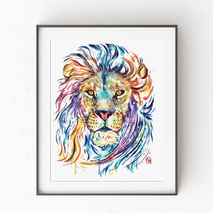 Lion - Courage Dear Heart - Colorful Watercolor Painting