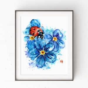 Ladybug watercolor painting 