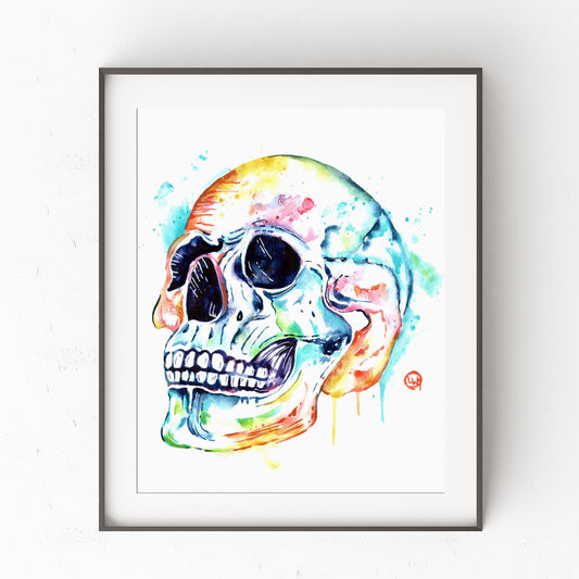 11x14 Original Skull Watercolor Painting