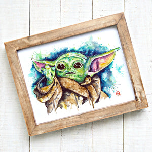 Baby Yoda Watercolor Art Print
