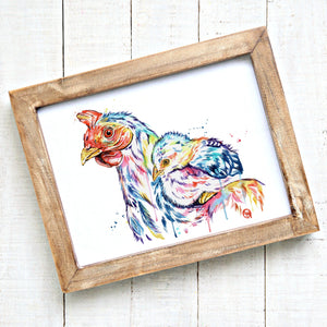 Chicken "Safe at Home" Painting Art Print
