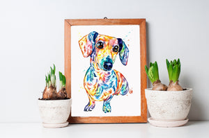 Dachshund Watercolor Dog Painting