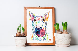 Bull Terrier Watercolor Painting