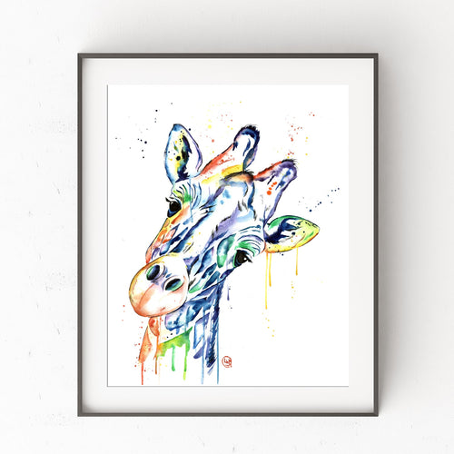 Giraffe Colorful Watercolor Painting