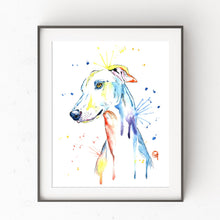 Greyhound Colorful Pet Portrait Watercolor Painting