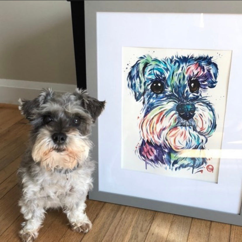 Custom Pet Portrait Schnauzer