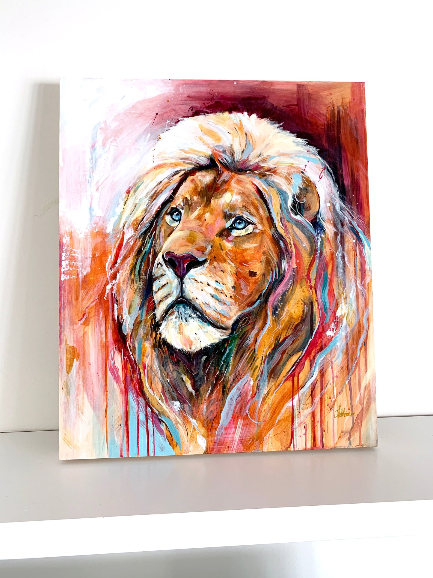 20" x 24" Original Painting of a Lion. - "Untamed"