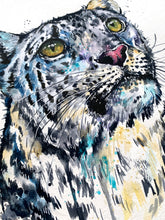 11x14 Original snow leopard Watercolor Painting