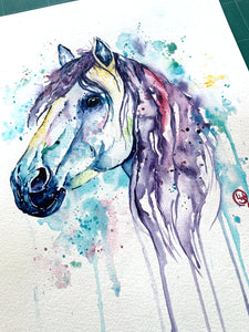 11x14 Original Horse Watercolor Painting