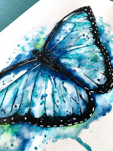 11x14 Original Butterfly Watercolor Painting