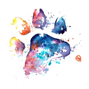 Printable dog's paw print watercolour painting digital download by Lisa Whitehouse