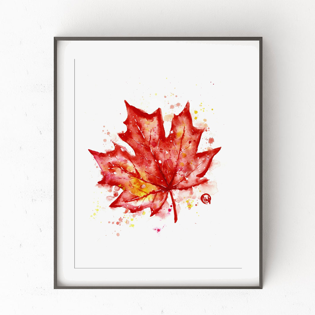 Canadian Maple Leaf - Colorful Watercolor Painting