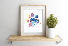 Paw Print Colorful Watercolor  Painting - "Forever in our Hearts"