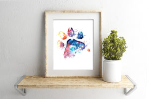 Printable dog's paw print watercolour painting digital download by Lisa Whitehouse