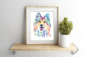Sheltie Watercolor Dog Painting