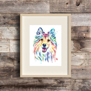 Sheltie Watercolor Dog Painting