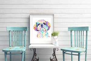 Shih Tzu Watercolor Painting by Whitehouse Art