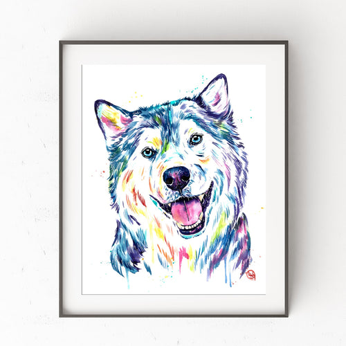 Siberian Husky Watercolor Dog Painting