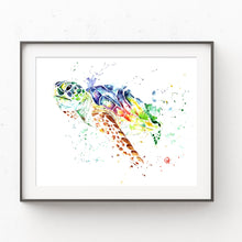 Sea Turtle Colorful Watercolor Painting