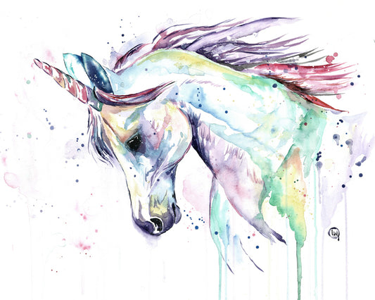 Unicorn Original Colorful Watercolor Painting