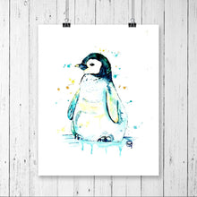 Penguin Colorful Watercolor Painting