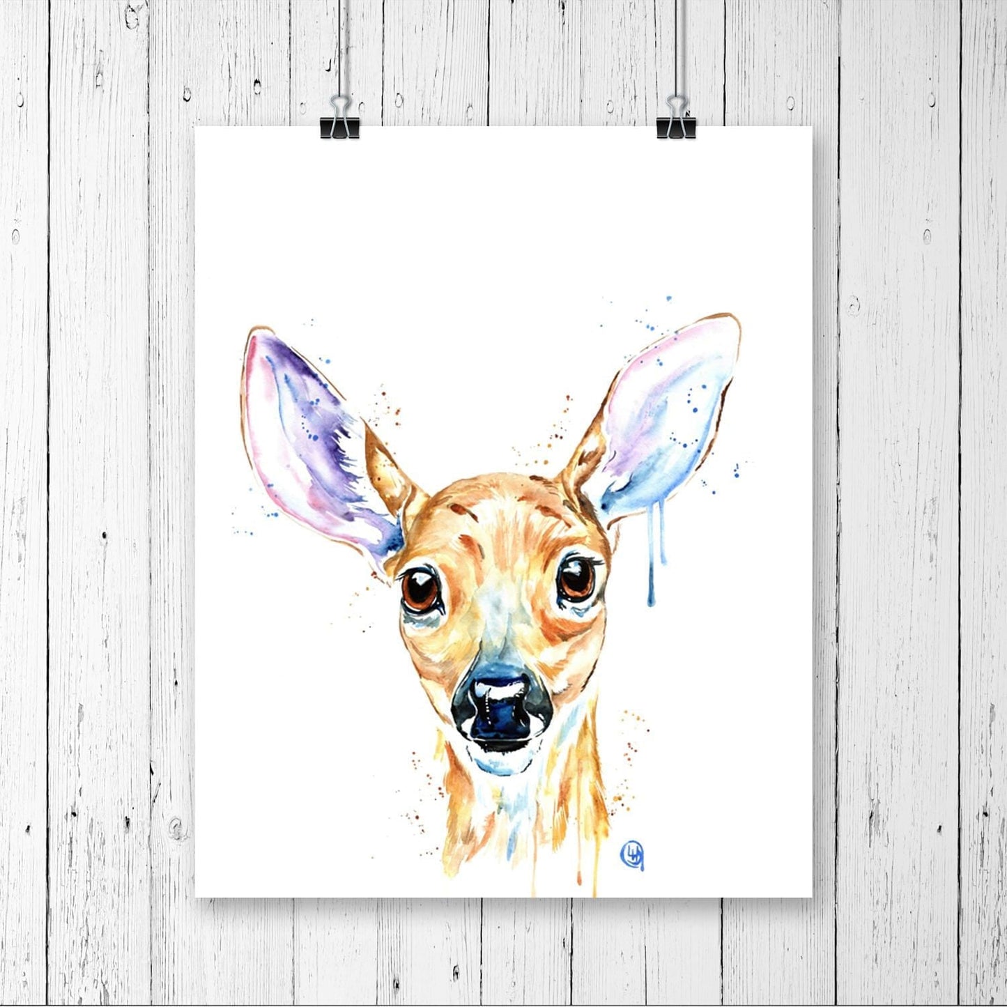 Woodland Nursery Art Baby Deer Whitehouse Art