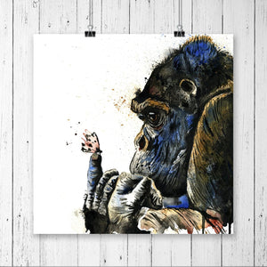 Gorilla Colorful Watercolor Painting