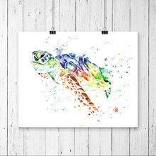 Sea Turtle Colorful Watercolor Painting