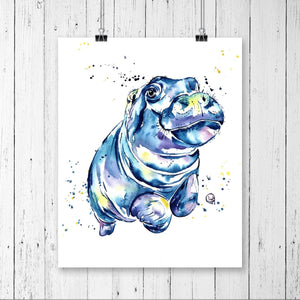 Hippo Watercolor Painting - 1