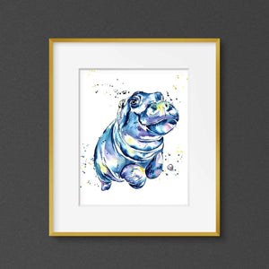 Hippo Watercolor Painting - 2